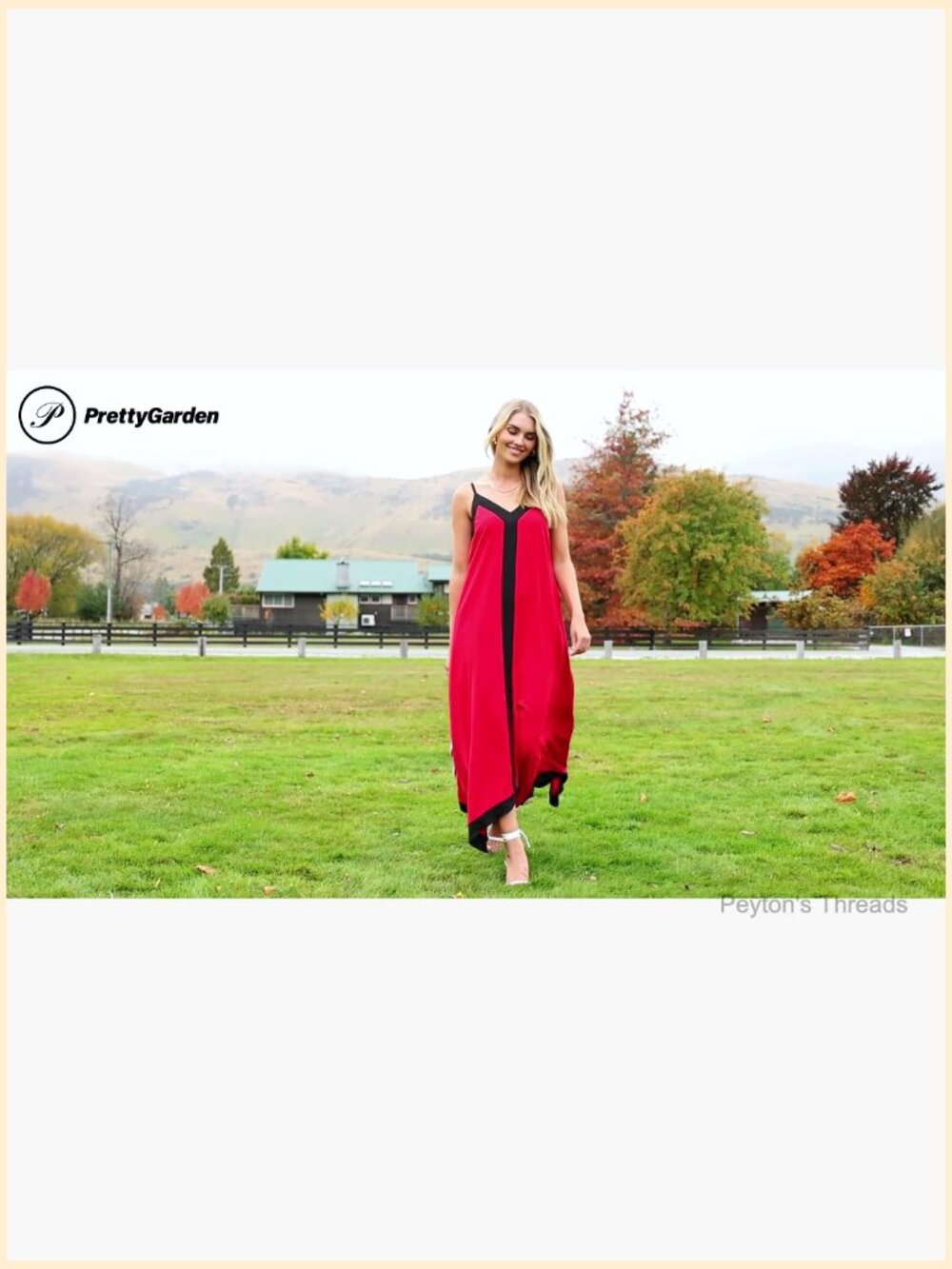 V Neck Spaghetti Strap Maxi Dress Sleeveless Flowy A-Line with Pockets - Picture 7 of 7